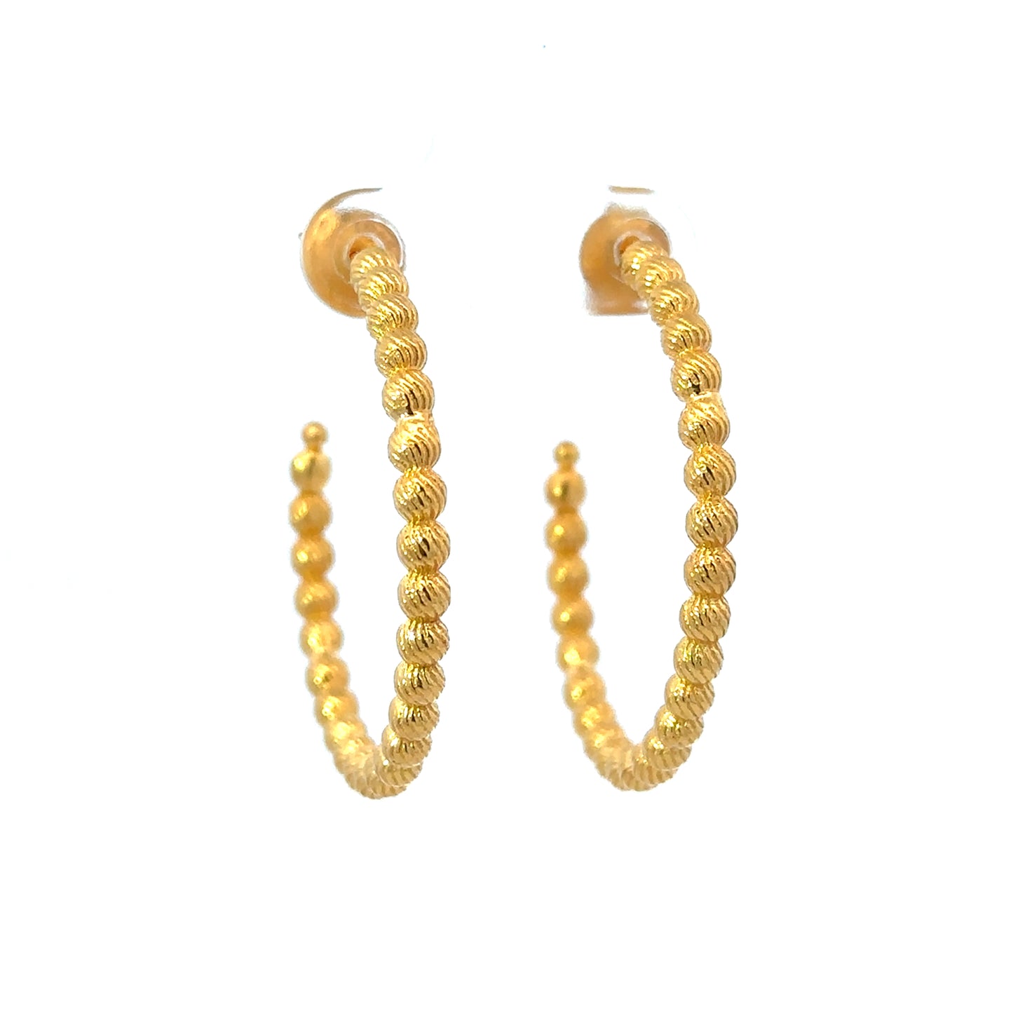 1.5" Vermeil Textured Bead Hoop