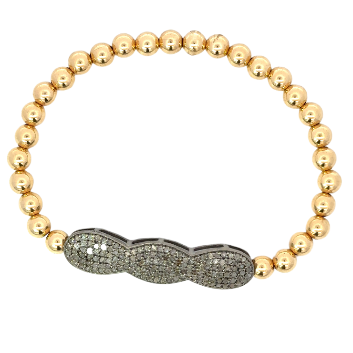 Gold Filled Bead Bracelet with Sterling Pave Infinity Bar