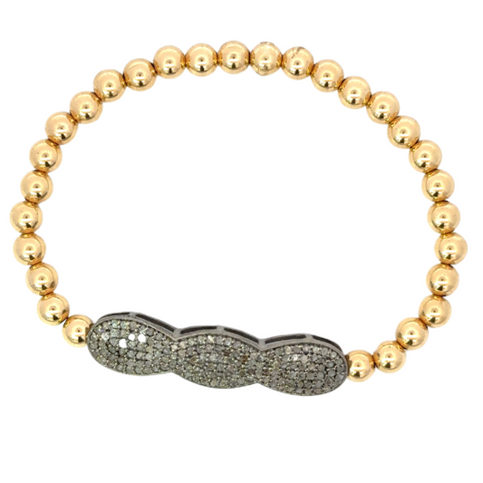 5mm Yellow Gold Filled Bead Bracelet with Sterling Pave Infinity Bar