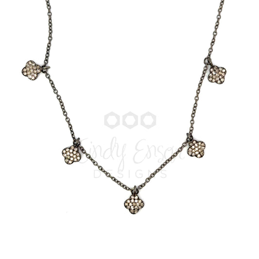 Sterling 5 Clover Station Necklace