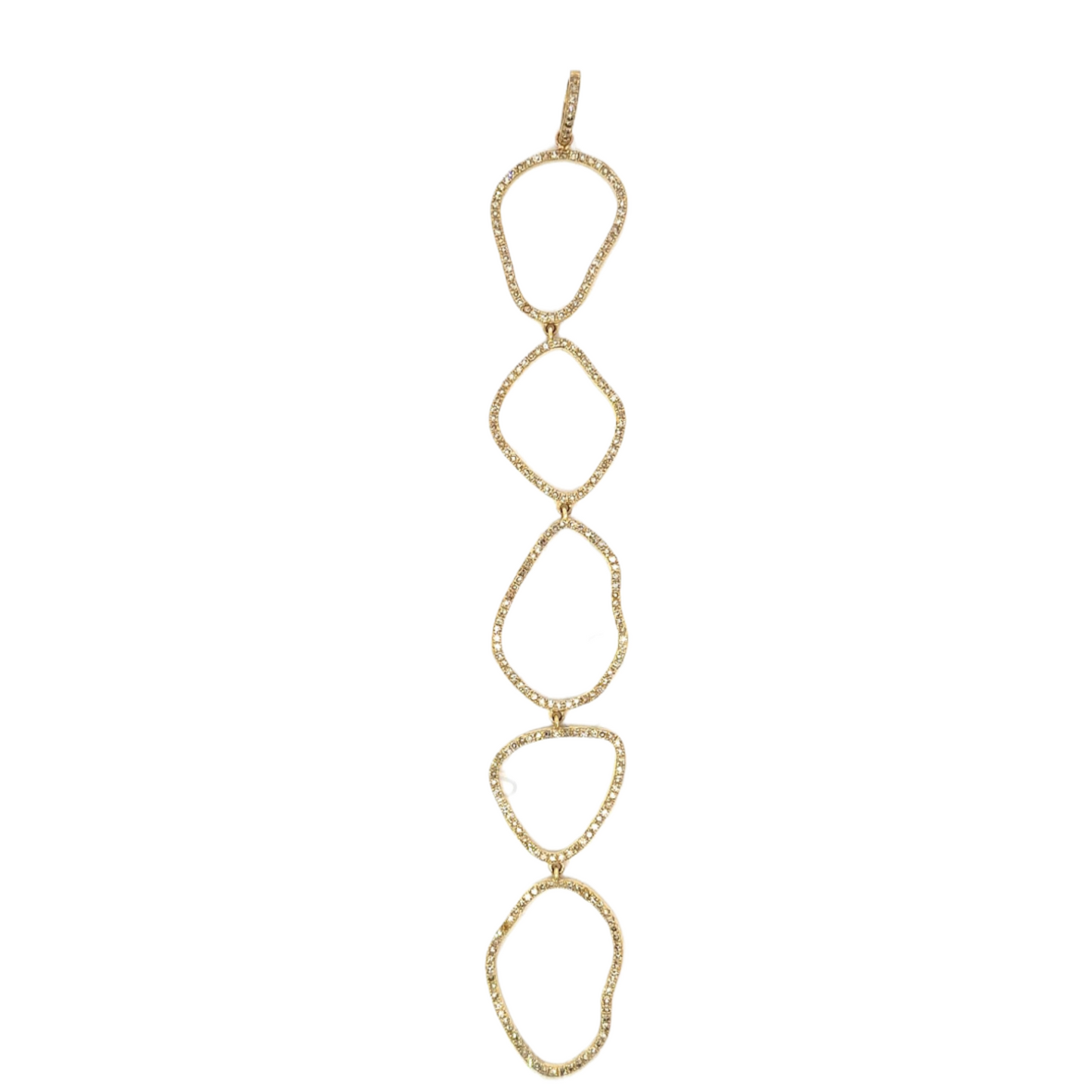 Long Pave Diamond Five Organic Shaped Pendant