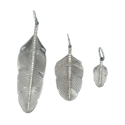 Feather Pendant with Pave Diamond Accent