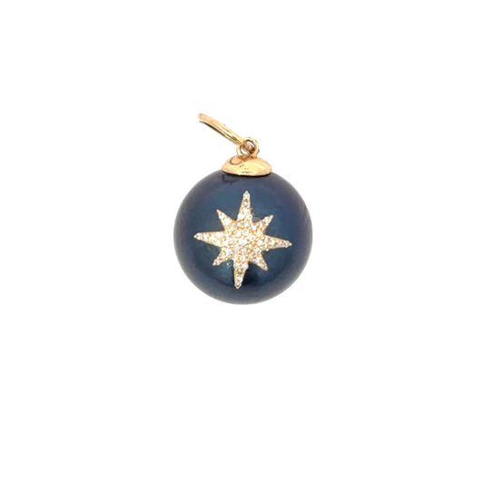 Tahitian Pearl Pendant with Yellow Gold Pave Star Accent