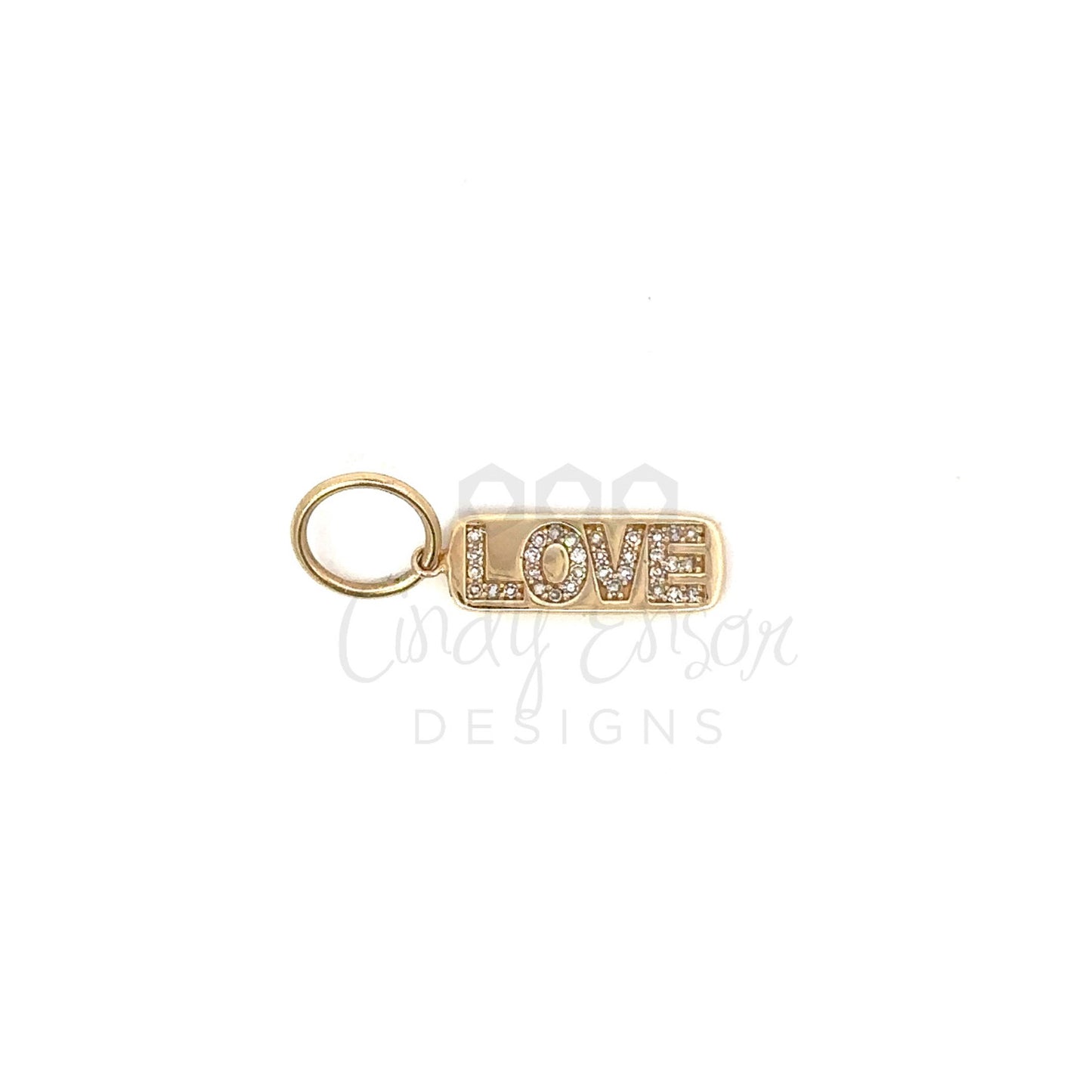 Yellow Gold Pave "Love" Charm