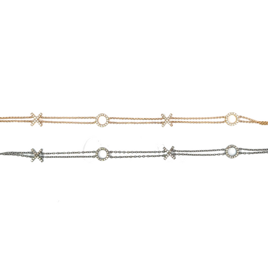 Pave Diamond XO Double Chain Bracelet