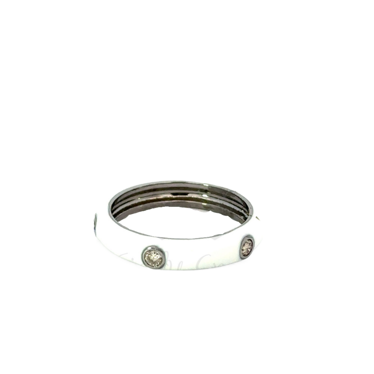 Enamel Three Diamond Band