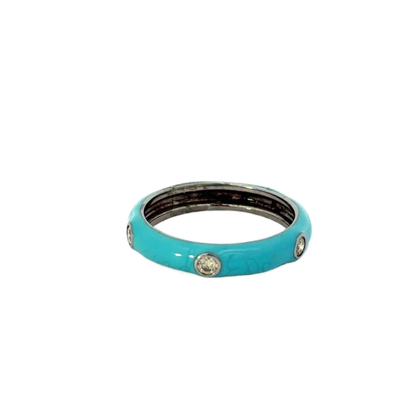 Enamel Three Diamond Band