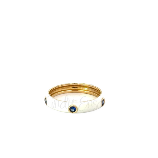 Enamel Three Blue Sapphire Band