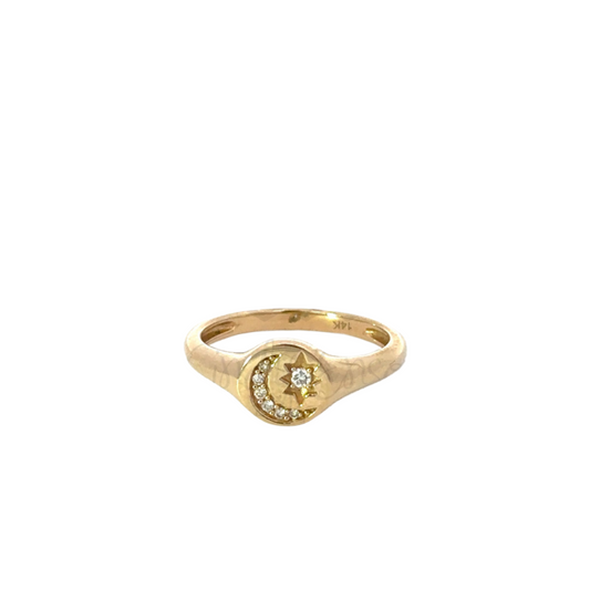 Yellow Gold Pave Celestial Diamond Ring