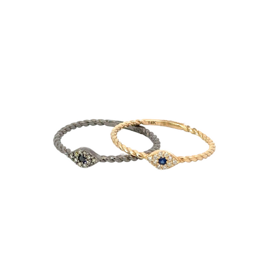 Twist Ring with Pave Evil Eye