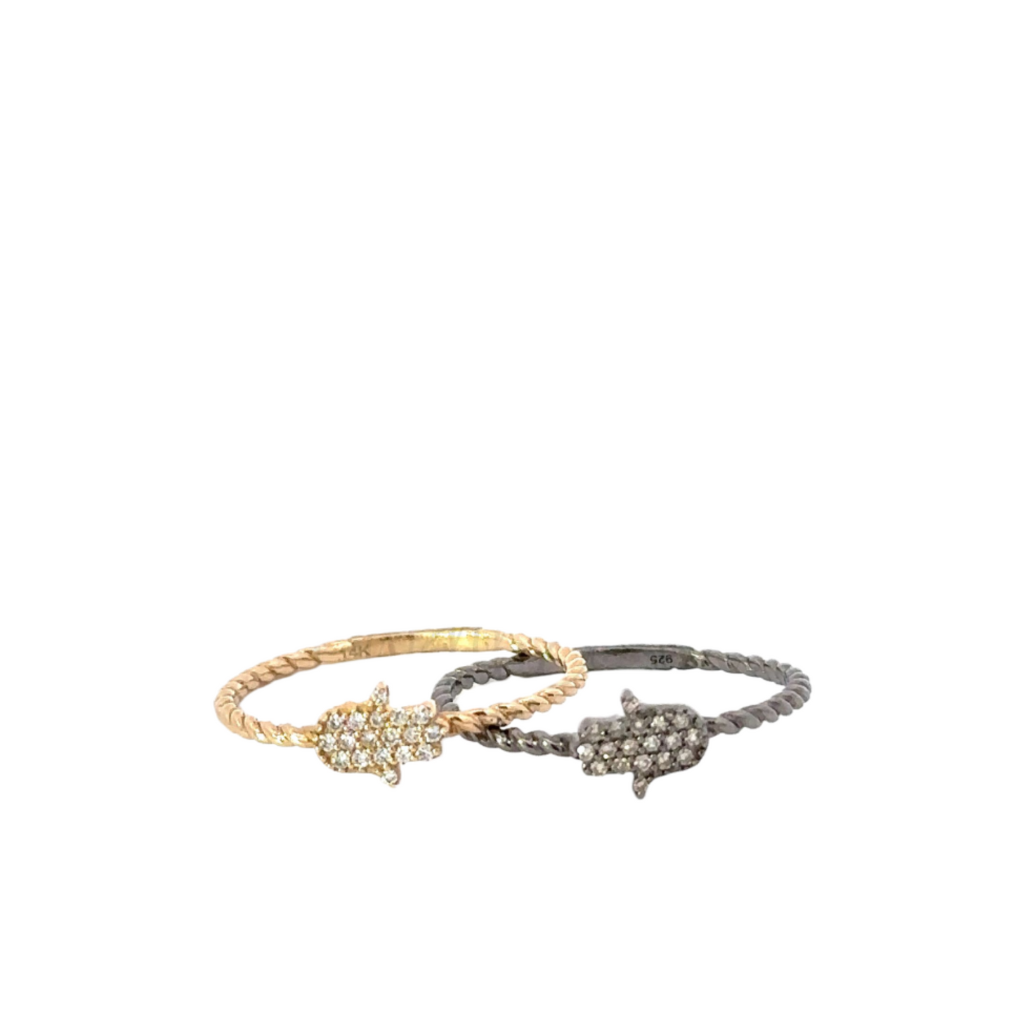 Twist Ring with Pave Hamsa Hand