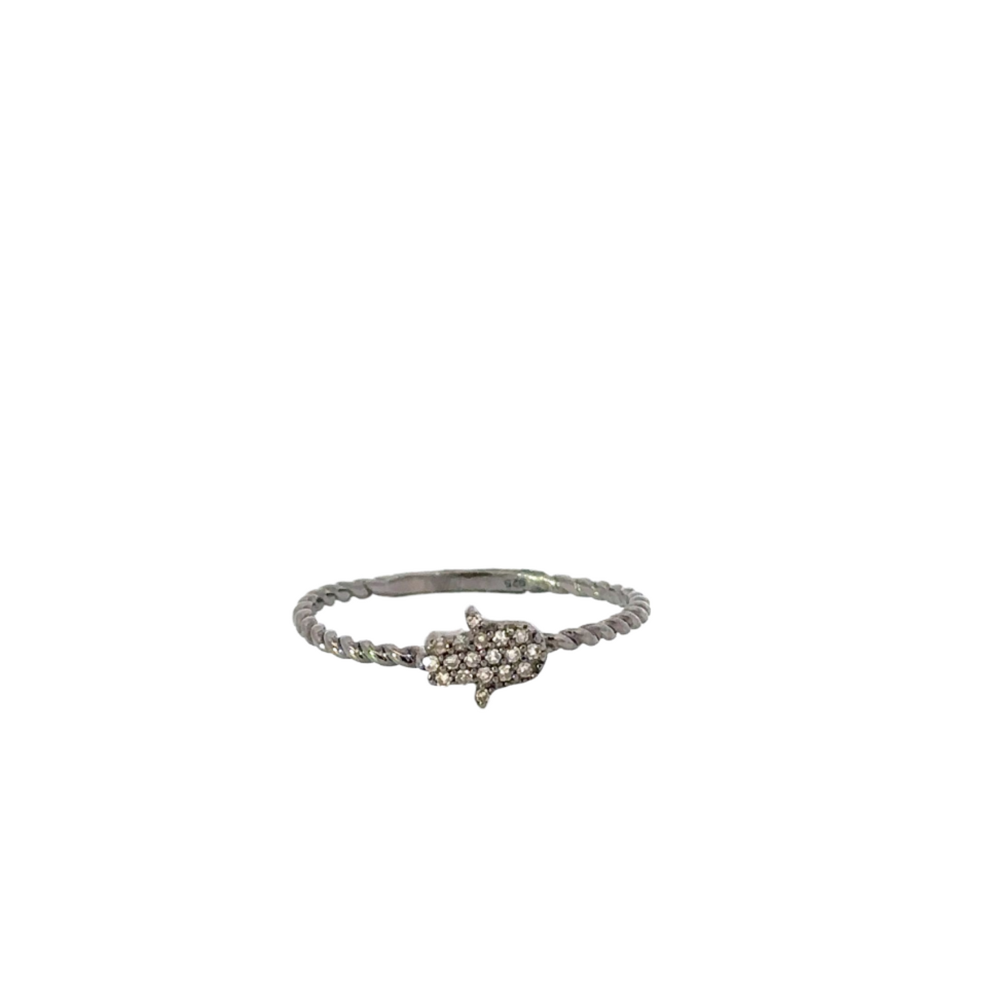 Twist Ring with Pave Hamsa Hand