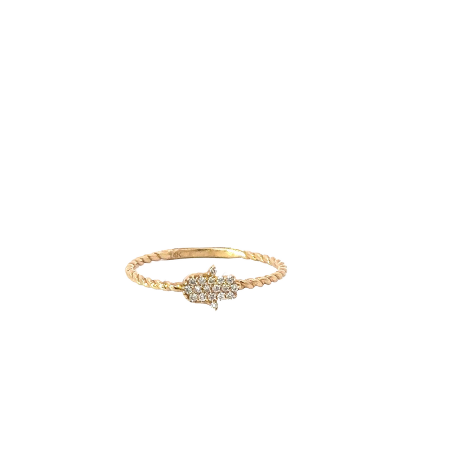 Twist Ring with Pave Hamsa Hand