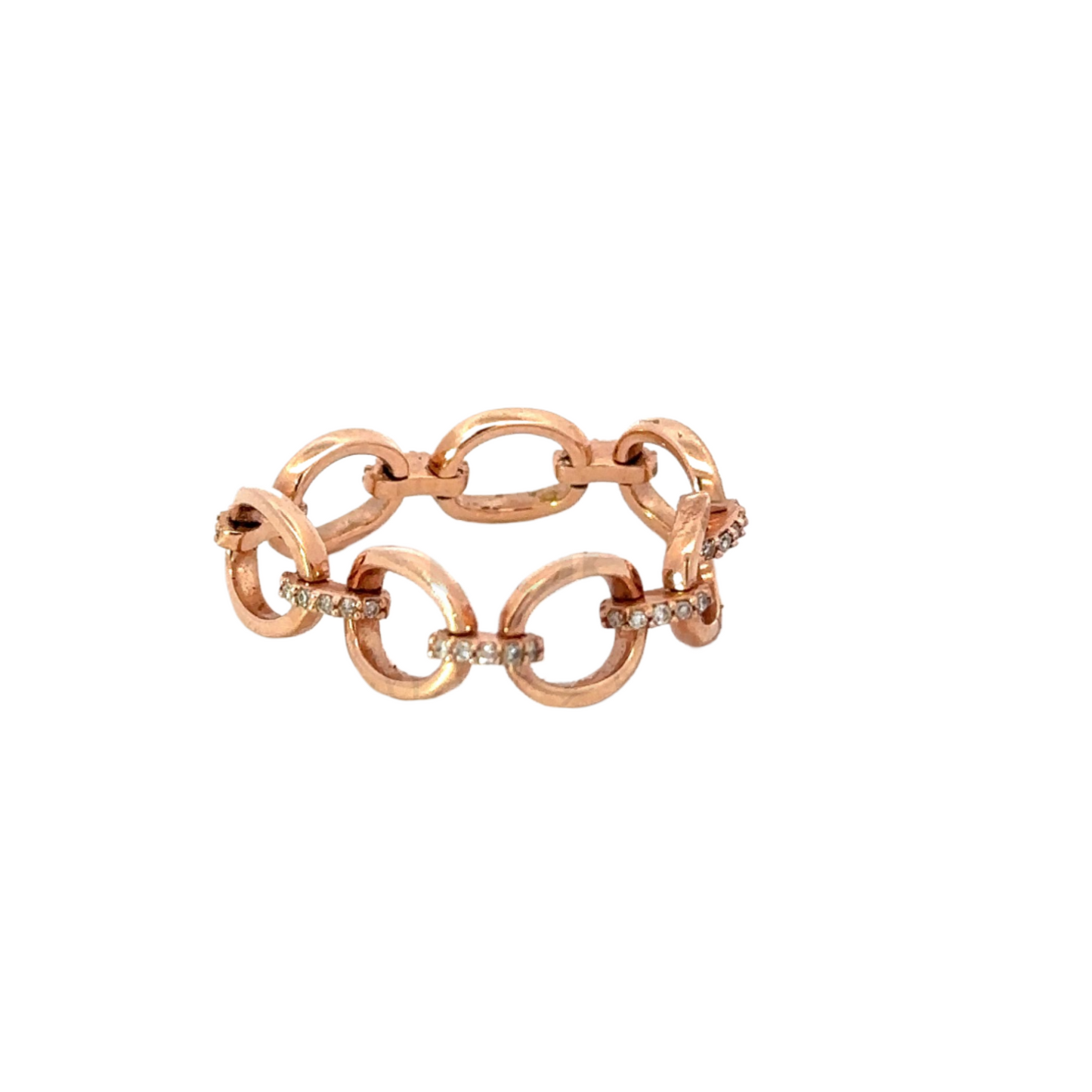 Flexible Chain Link Ring with Pave Diamond Accents