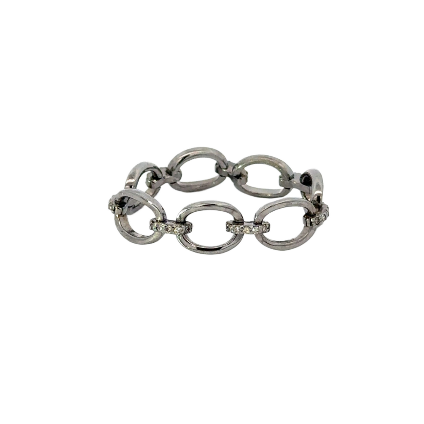 Flexible Chain Link Ring with Pave Diamond Accents