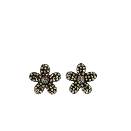 Pave Diamond Flower Stud Earring