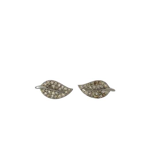 Pave Diamond Leaf Stud