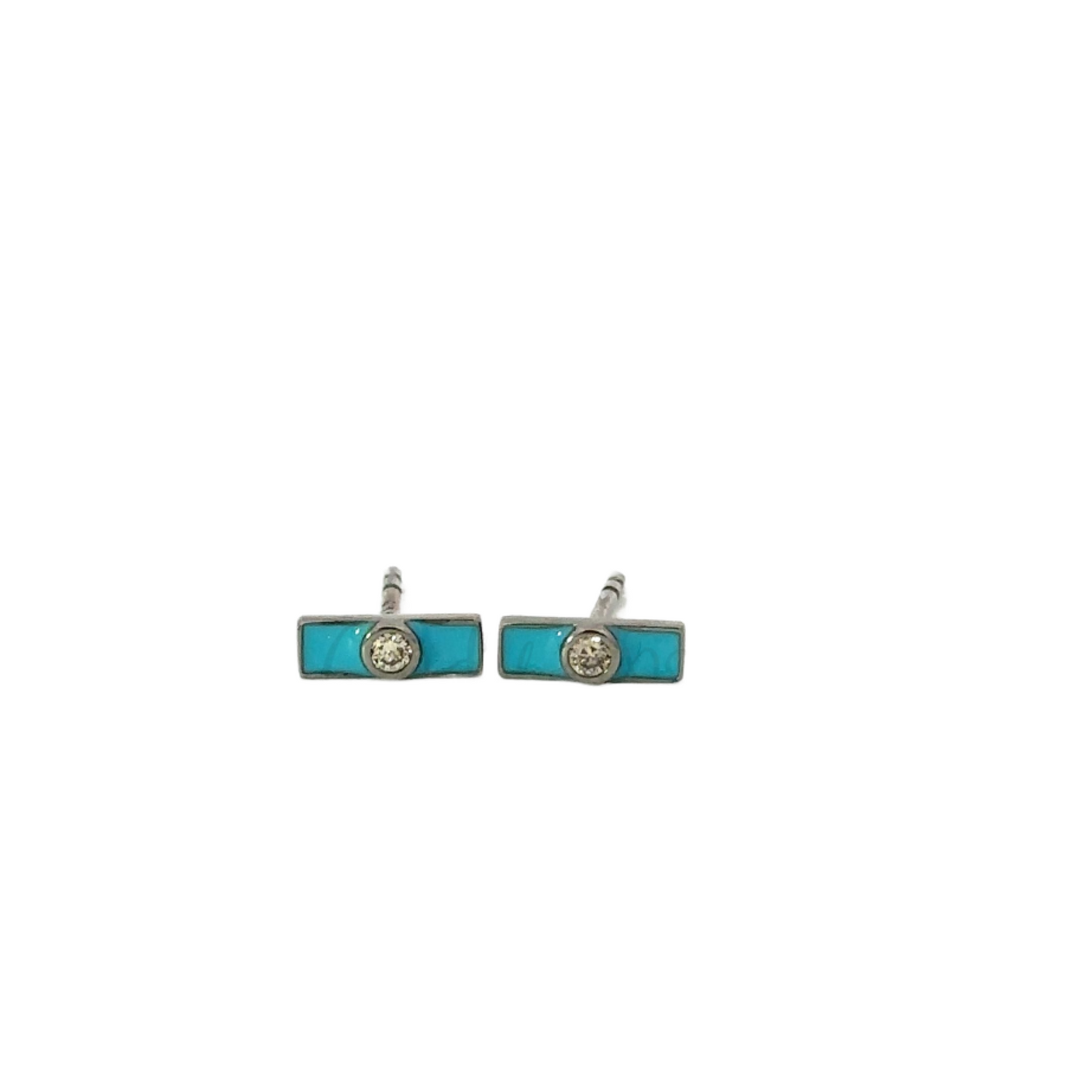 Enamel Stick Stud with Bezeled Diamond