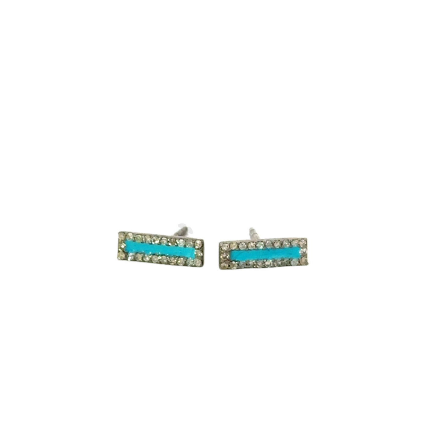 Enamel Bar Stud with Pave Border