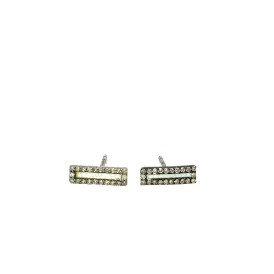 Enamel Bar Stud with Pave Border