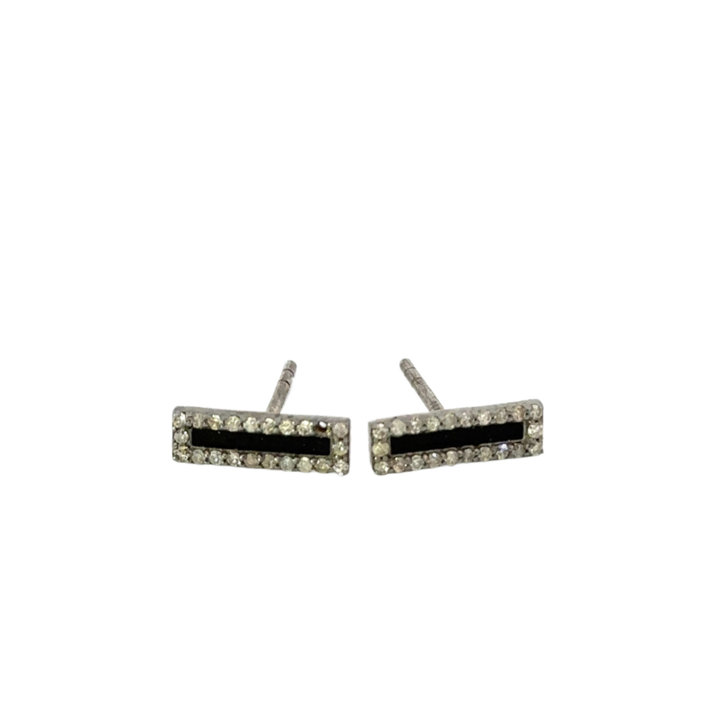 Enamel Bar Stud with Pave Border