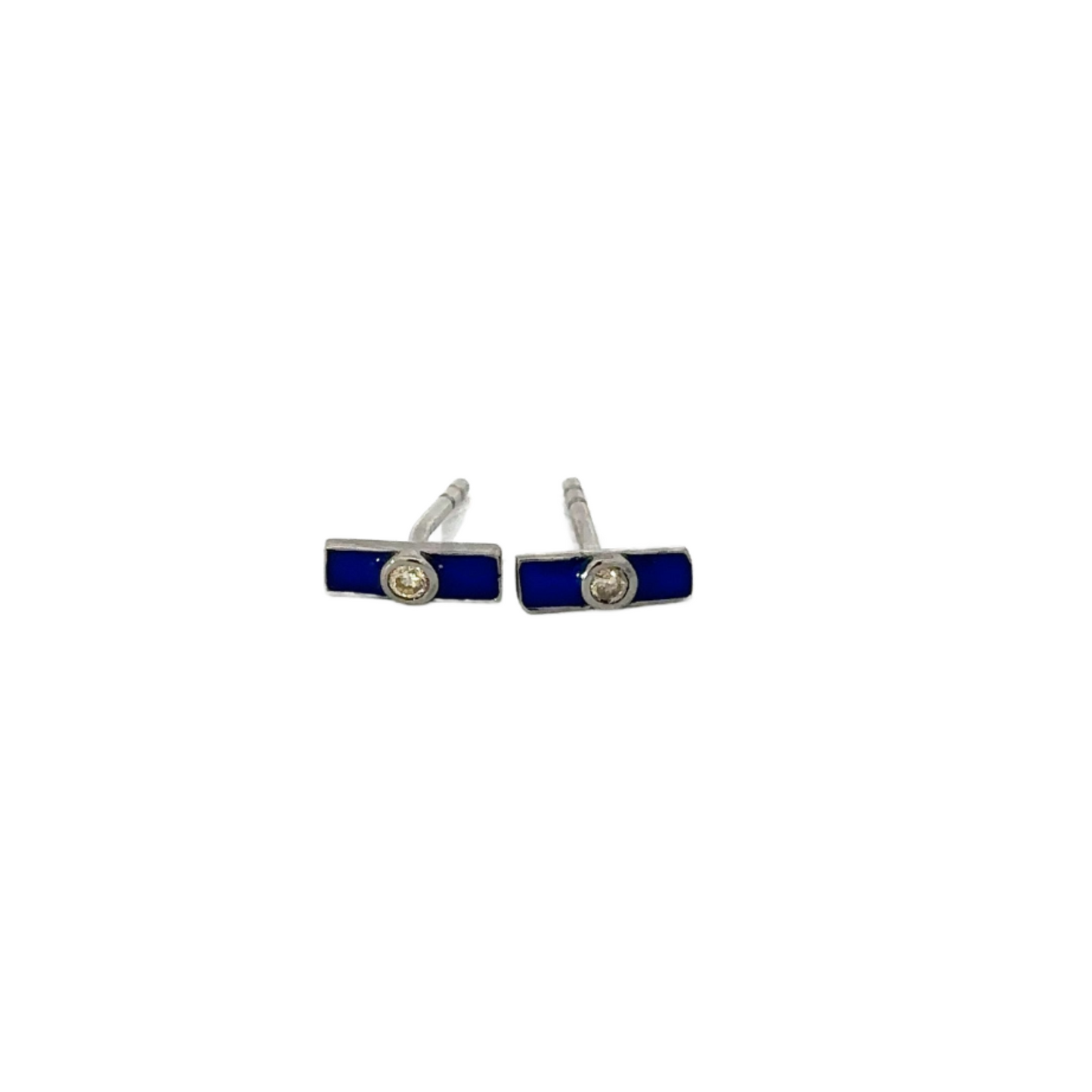 Enamel Stick Stud with Bezeled Diamond