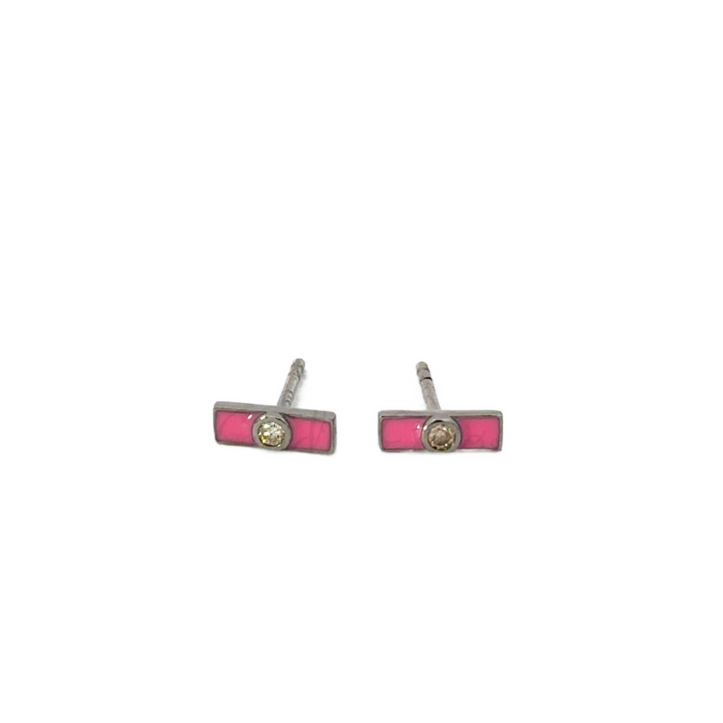 Enamel Stick Stud with Bezeled Diamond