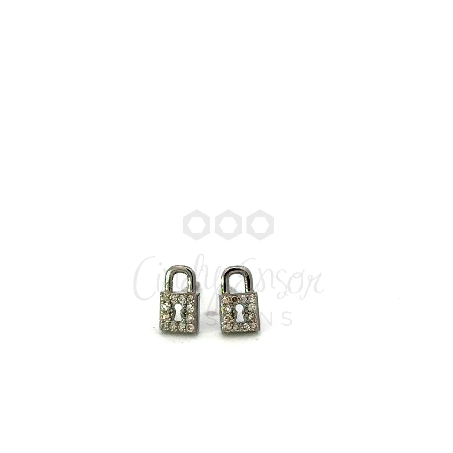 Pave Diamond Padlock Earring