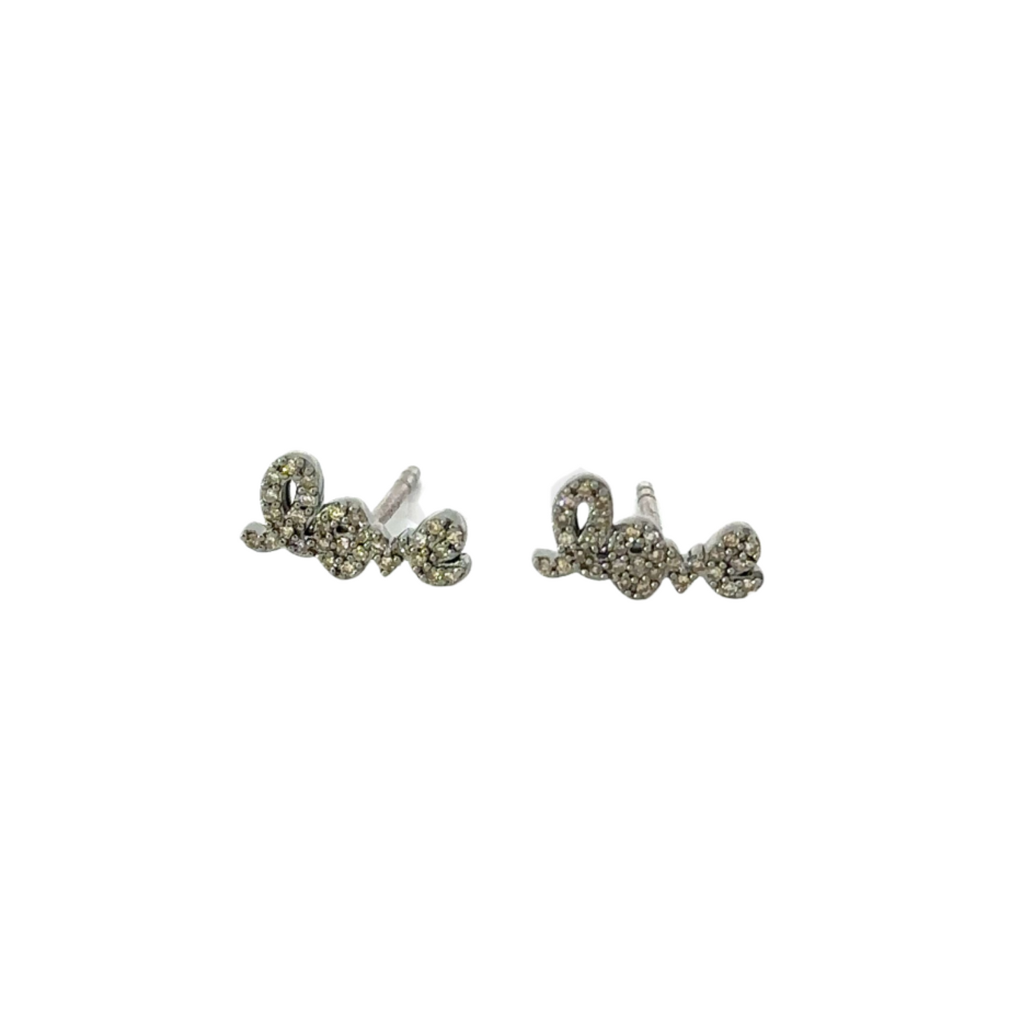 Cursive Pave Diamond "LOVE" Studs