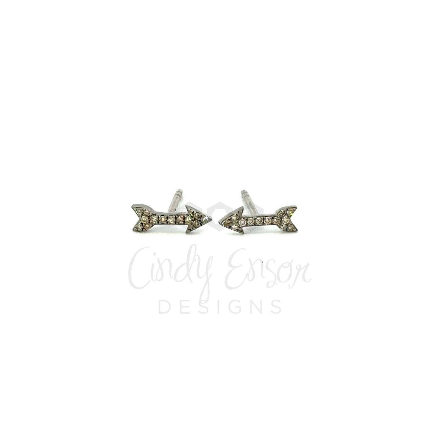 Pave Diamond Arrow Stud Earring