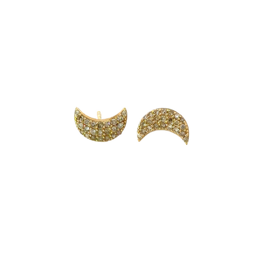 Pave Diamond Crescent Moon Stud