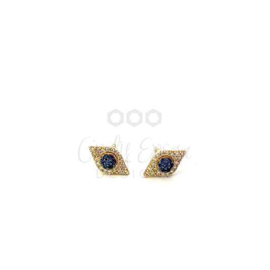 Pave Diamond and Sapphire All Seeing Eye Stud