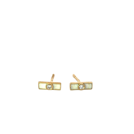 Enamel Stick Stud with Bezeled Diamond