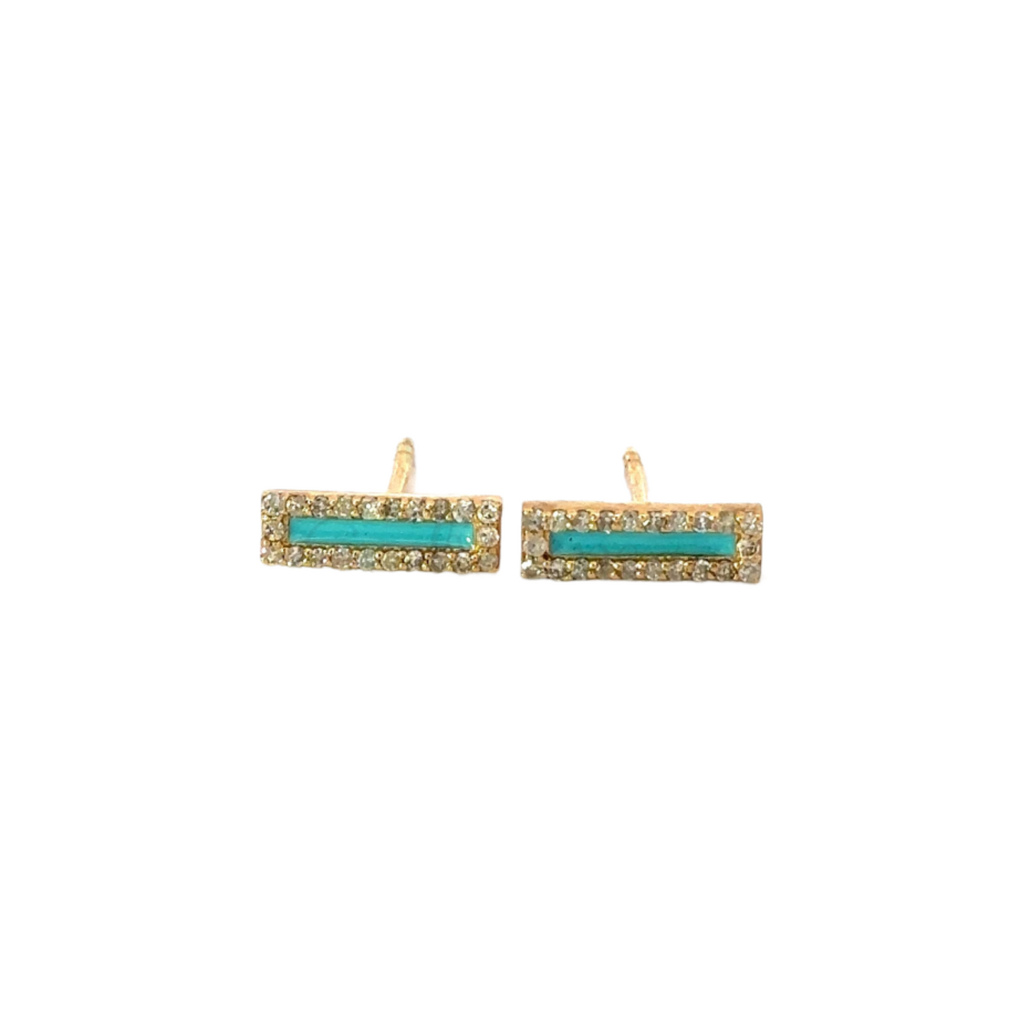 Enamel Bar Stud with Pave Border