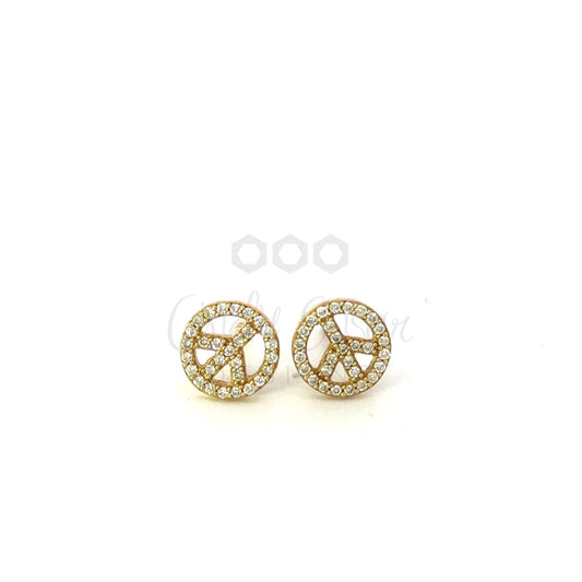 Pave Diamond Peace Sign Stud