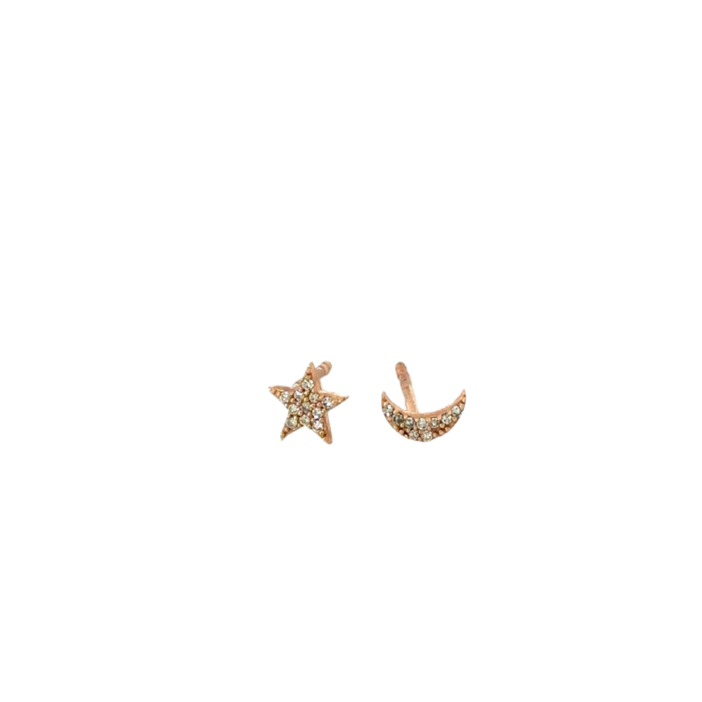 Pave Diamond Star and Moon Stud Earring