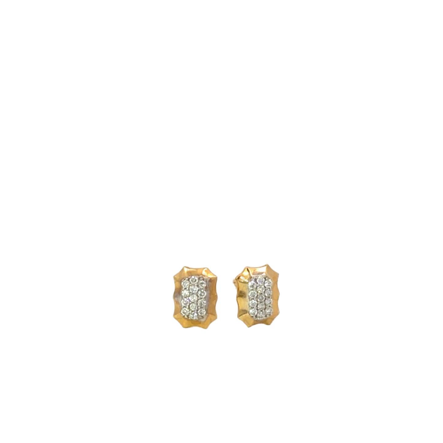 Rectangle Stud with Pave Diamond Accents