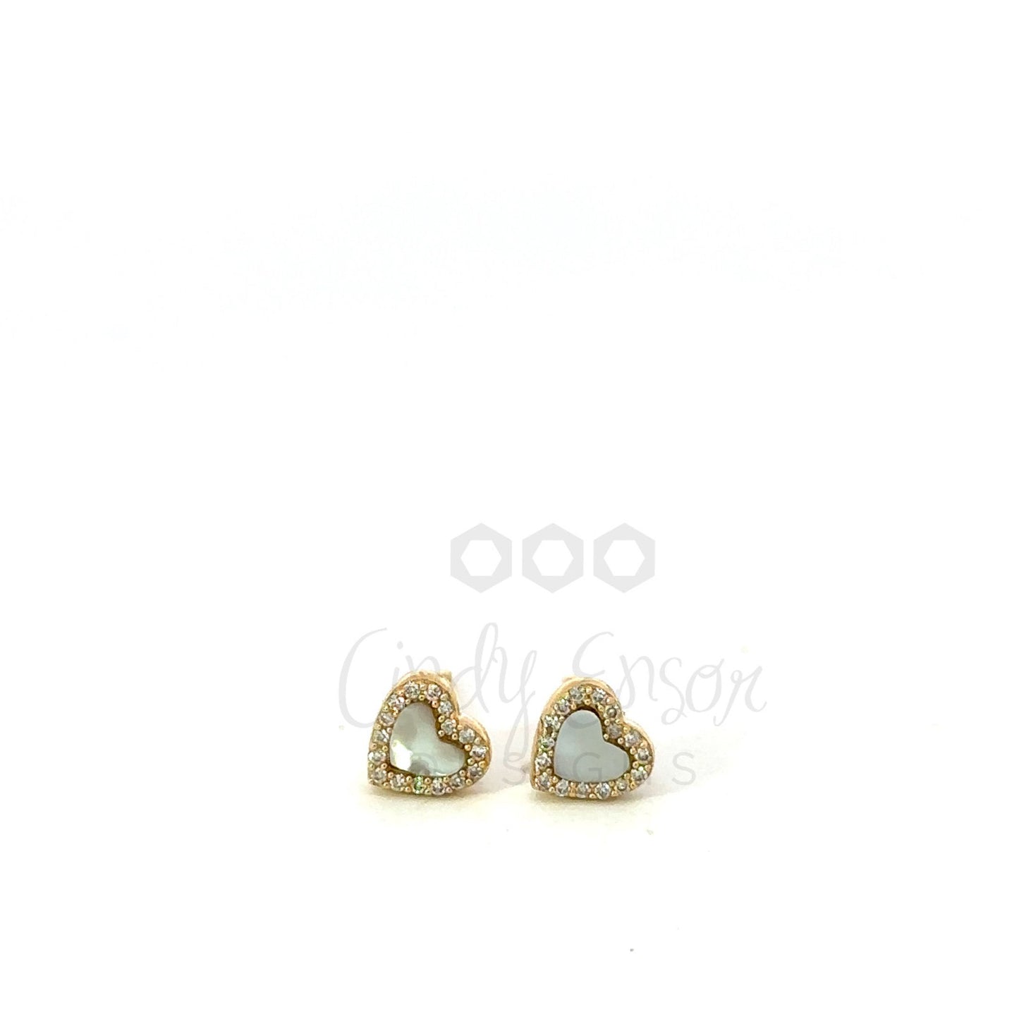 Heart Stud with Pave Border