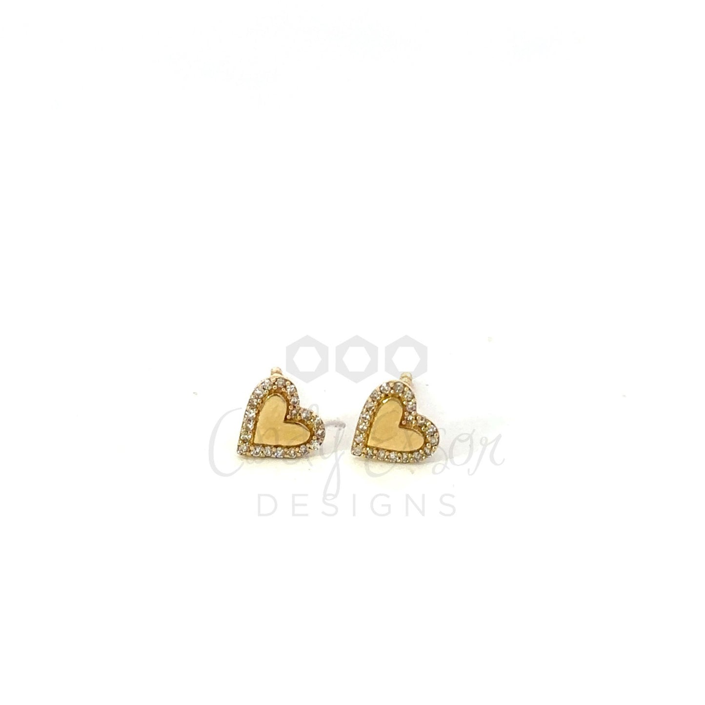 Heart Stud with Pave Border