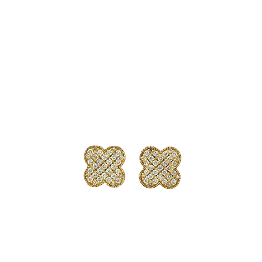 Pave Diamond Clover Earrings