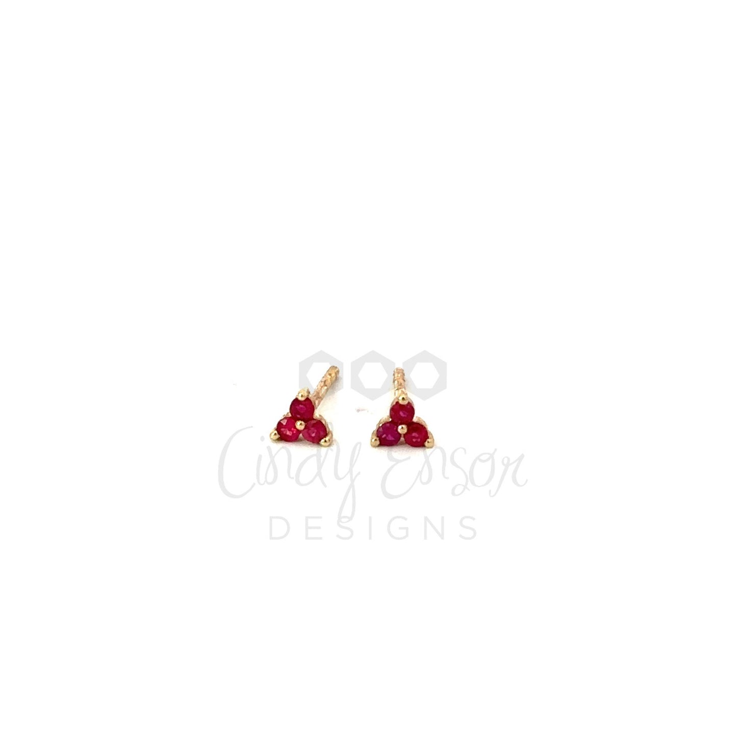 Prong Set Ruby Trio Stud