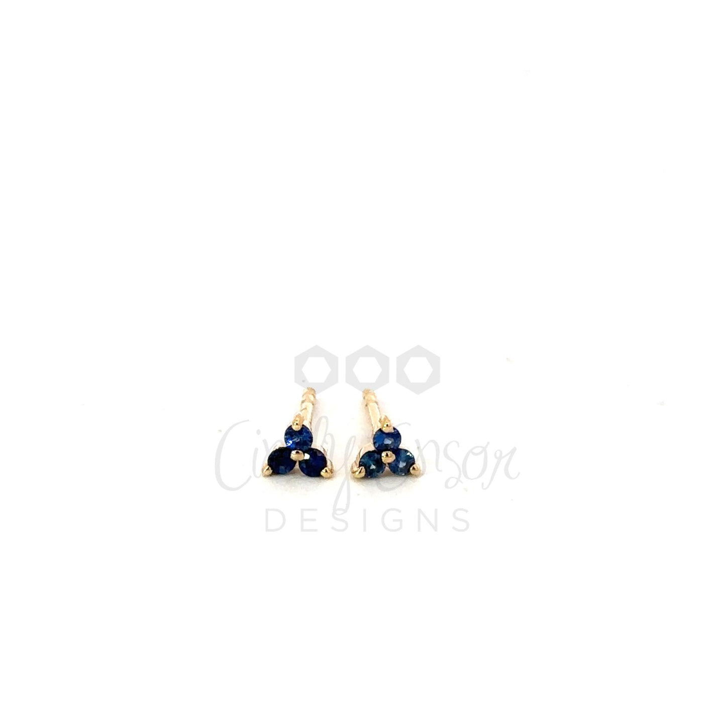 Prong Set Sapphire Trio Stud