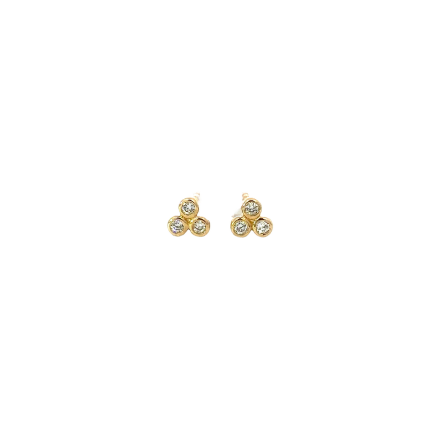 Trio Bezeled Diamond Cluster Stud Earring