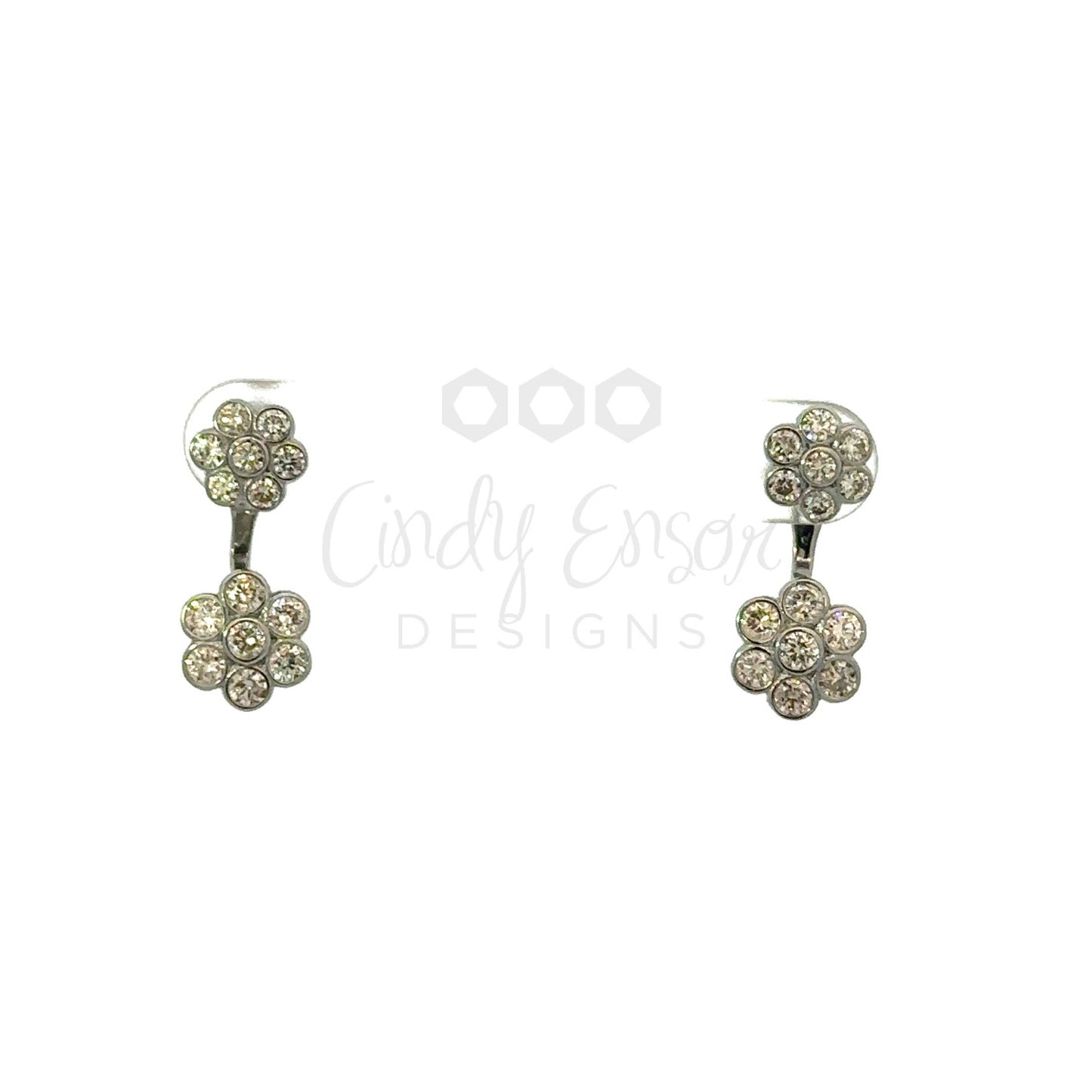 Diamond Front Back Flower Earring