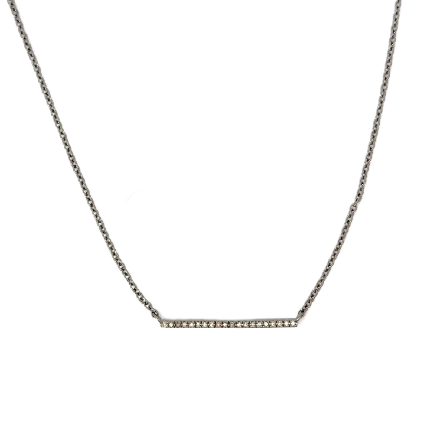 Single Row Pave Diamond Bar Necklace