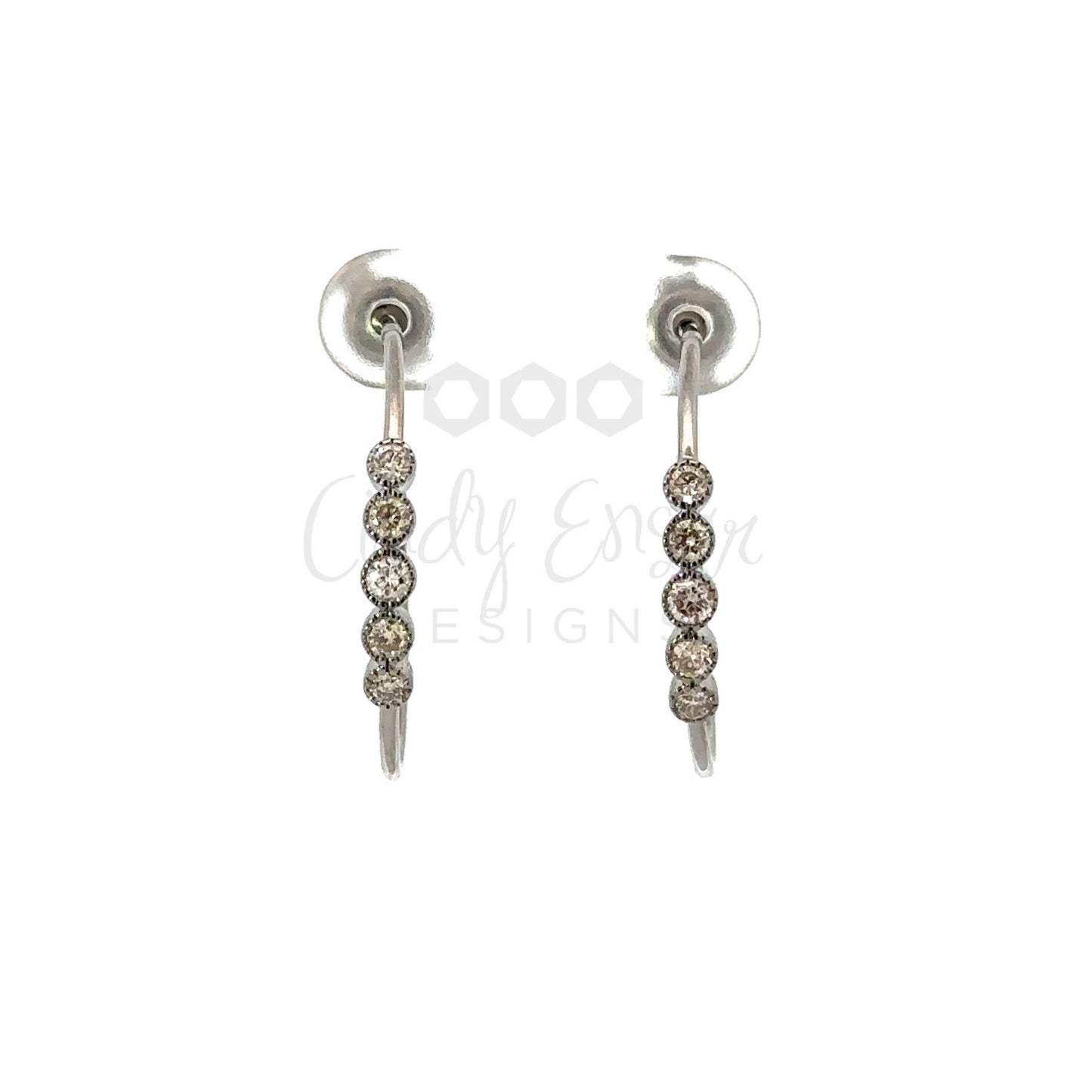 Hoop Earring with Five Milgrain Diamonds