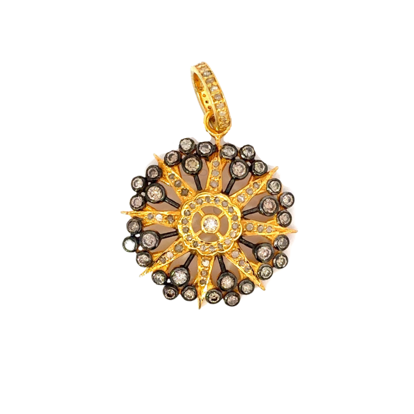 Gold Vermeil and Sterling Silver Diamond Starburst Pendant