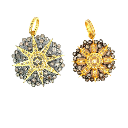 Gold Vermeil and Sterling Silver Diamond Starburst Pendant