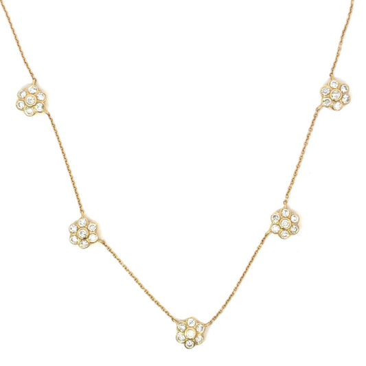 Five Station Diamond Flower Necklace