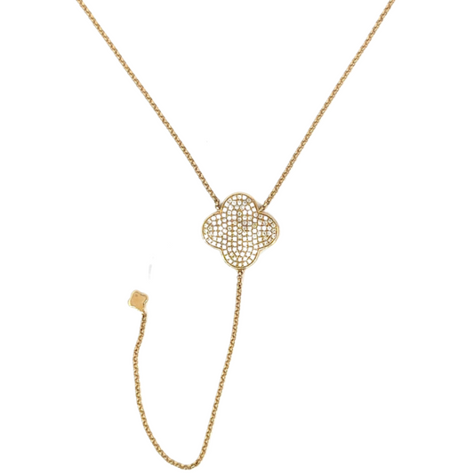 Y Drop Necklace with Pave Diamond Clover